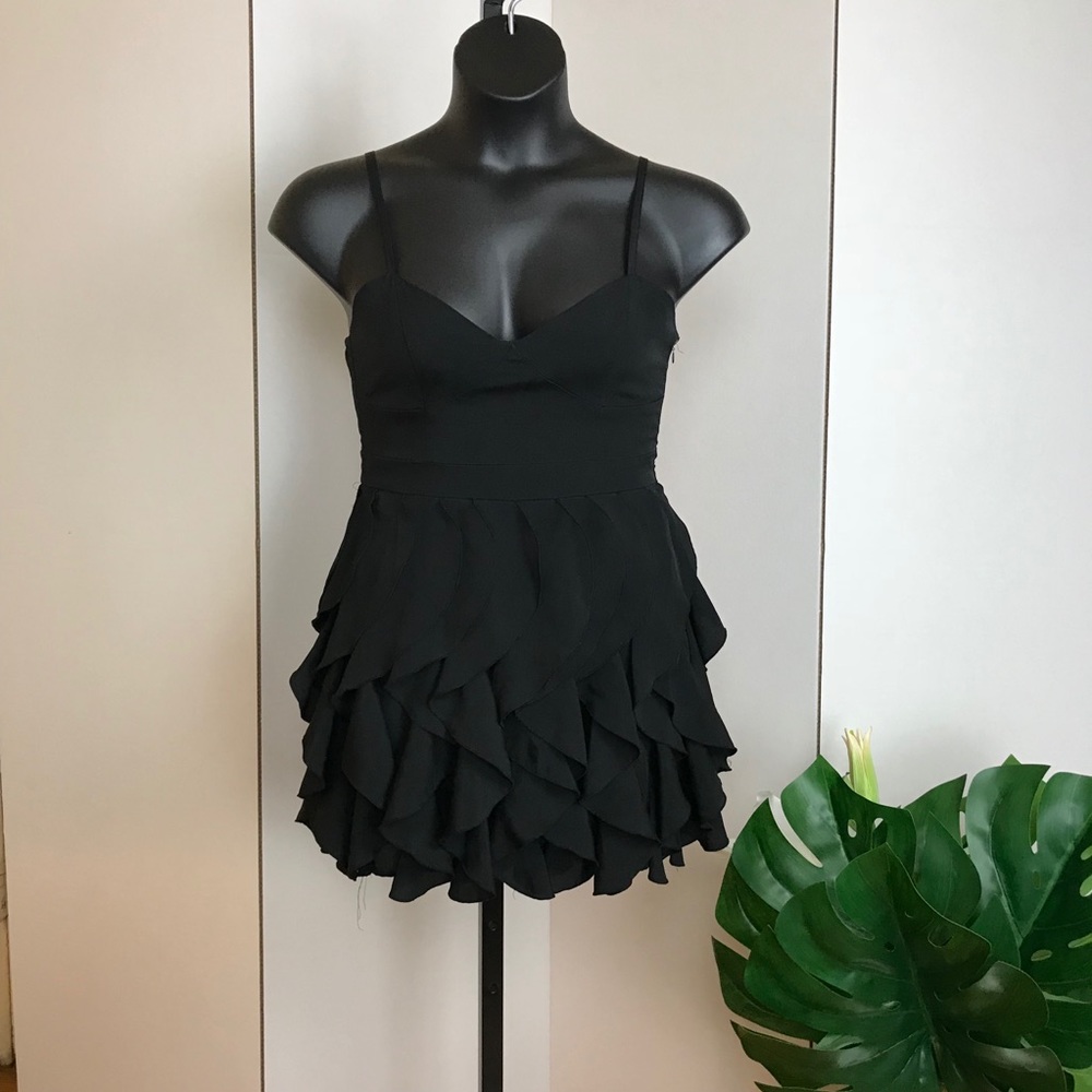 Forever 21 Black Ruffle spaghetti strap dress
